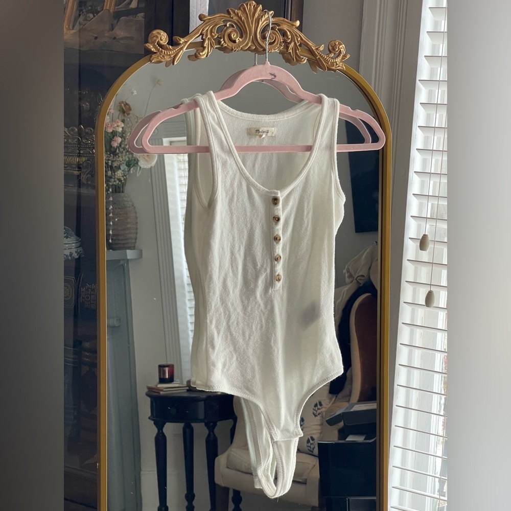 Madewell NWOT Indie Henley White Sleeveless Thong Bodysuit